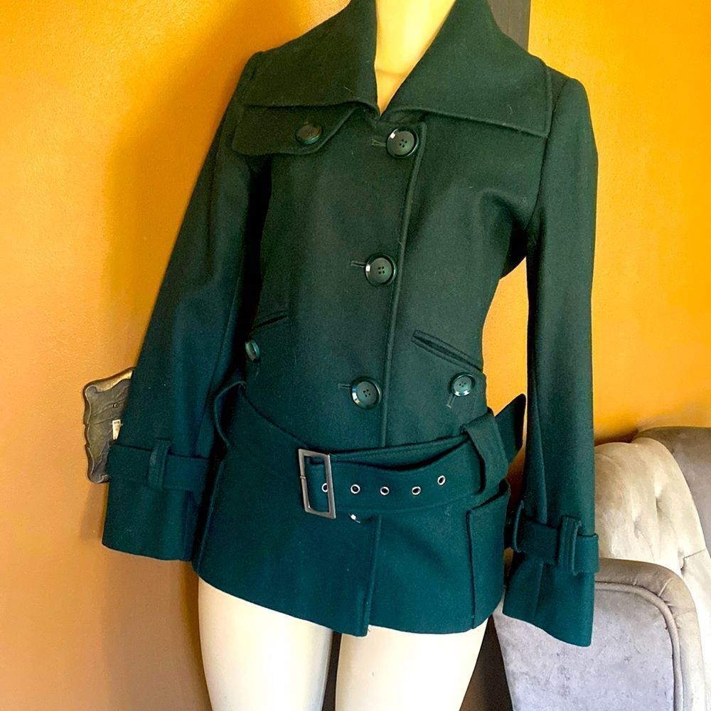 Victoria’s Secret Moda International Vintage Drop waist wool Evergreen Coat XS